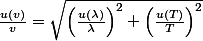 \frac{u(v)}{v}=\sqrt{\left(\frac{u(\lambda)}{\lambda}\right)^{2}+\left(\frac{u(T)}{T}\right)^{2}}